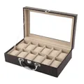 Elegante scatola porta orologi a 12 scomparti in pelle marrone con trama coccodrillo - Motivo coccodrillo con maniglia / 12-slot / Marrone
