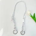 Minimalist nylon braided bag strap with white and black pattern and silver metal rings. - Universal Strap / White Black Dotted