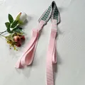 Premium verstelbare roze nylon schouderriem met mooi groen borduursel voor tassen - Donkergroen en Roze Jacquard Brede Schouderriem / Eén maat