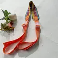 Verstelbare oranje nylon tasriem met levendig kleurrijk geborduurd patroon en gespen - Oranjegeel Jacquard Brede Schouderriem / Eén maat