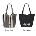 Reversible autumn/winter woolen tote bag featuring solid black and grey striped designs - Double Sided Style / Grey and White Vertical Stripes