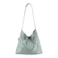 Detailed view of minimalist lightweight silver tote bag with textured marble pattern - Regular Fit / Sky Blue