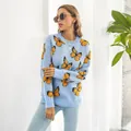 Jersey de punto azul claro estilo Y2K con un vibrante patrón de mariposas amarillas en 3D - S / Tops / Azul Claro con Mariposa Amarilla