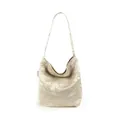 Elegante borsa tote ricamata a fiori color champagne con design di tracolla minimalista - Versione Espandibile / Champagne