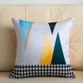 Modern geometric pillow cover with houndstooth pattern and colorful triangles for sofa. - 40*40cm / Double Peaks
