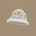Elegant beige women's plush bucket hat with warm white faux fur lining for winter - M (56-58cm) / Off White