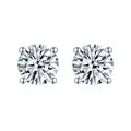 Elegant round-cut lab-grown diamond stud earrings in S925 sterling silver setting - Simple Four-Prong Stud Earrings (EM4020) / 50-55 Points/DE Color/VS-VVS Clarity (With IGI)
