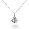 Elegant S925 silver necklace featuring a round brilliant cut lab-grown diamond pendant - Classic Six-Prong Necklace (PM5001) / 1.0-1.1 Carat/DE Color/VS-VVS Clarity (With IGI)