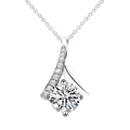 Elegant S925 sterling silver necklace featuring a round-cut lab-grown diamond pendant - Free Lighthouse Necklace (PM5002)