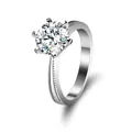 Elegant S925 silver lab-grown diamond ring with round-cut stone and six-prong setting - Unique Six-Prong Ring (RM1004)