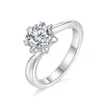Classic S925 sterling silver ring featuring a brilliant 1.0ct lab-grown round diamond - Twisted Arm Snowflake Ring (RM1009)