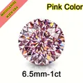 Macro detail of a 6.5mm pink moissanite gemstone with unique bird's nest cut - Portuguese Cut / 6.5x6.5mm-1ct