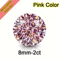 Detail of 8mm 2ct pink round Portuguese cut moissanite loose gemstone with GRA - Portuguese Cut / 8x8mm-2ct