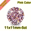 High-quality detailed macro shot of a 5ct pink round brilliant cut moissanite gemstone - Portuguese Cut / 11x11mm-5ct