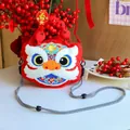 Cute lion dance plush crossbody bag with festive red design and adjustable strap - Red Abundance