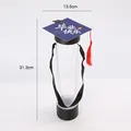 Creative graduation cap shaped single flower packaging box with size 13.5x31.3cm - Blue Happy Graduation / 2 Pcs/Set