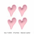 Cuori decorativi in pelle rosa imbottiti per bouquet di fiori e confezioni regalo, 4 pezzi - Cuore Inclinato / 4 Pezzi/Confezione (7x10cm) / Rosa