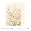 Papier d'emballage floral jaune crème premium avec bords ondulés et papillon - 37*50cm (10 Feuilles/Paquet) / Jaune lait