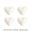 Decorazioni a cuore in pelle bianca per bouquet, 4 pezzi per confezione, 4,5x7,5 cm. - Cuore Dritto / 4 Pezzi/Confezione (4.5x7.5cm) / Bianco
