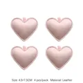 Set di 4 toppe a cuore in ecopelle rosa per la decorazione di bouquet di fiori freschi - Cuore Dritto / 4 Pezzi/Confezione (4.5x7.5cm) / Rosa
