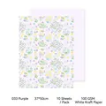 Papier d'emballage floral violet peint à la main, 10 feuilles, 37x50cm - Lot de 10 feuilles / Violet