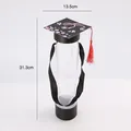 Transparent graduation hat gift box with 13.5cm top and 31.3cm height dimension - Floral Happy Graduation / 2 Pcs/Set