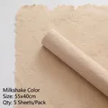 Creamy milkshake color handmade textured floral wrapping paper with hand-torn edges - Small (55*40cm) / Milkshake