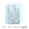 Papier d'emballage floral bleu clair de 140g avec bords ondulés et motif floral 3D gaufré - 37*50cm (10 Feuilles/Paquet) / Bleu
