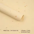 Milkshake beige handmade floral wrapping paper for DIY bouquet flower gift packaging - Hand-torn Textured Paper 4 Sheets (55*40cm) / Milkshake