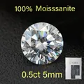 Close-up of 0.5ct round Moissanite with GRA certificate and hearts & arrows cut. - 5mm (0.5ct) / D Color