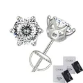 Σκουλαρίκια ασήμι 925 με 1ct D Moissanite, σχέδιο κορώνα και πιστοποιητικό GRA για την ποιότητα - Στυλ Φωλιά Πουλιού Α / 1ct Χρώμα D (Βιδωτό) / Ασημί