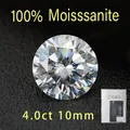 Brilliant round cut D color moissanite gemstone 4.0ct 10mm with authentic GRA certificate - 10mm (4ct) / D Color