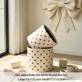 Elegant set of two white polka dot cylindrical gift boxes for florist flower packaging - Polka Dot White Round Box (Double) / 19.5x16.5cm + 17.5x15.5cm