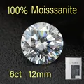 Detail view of 6ct 12mm round brilliant hearts and arrows moissanite with GRA certificate - 12mm (6ct) / D Color