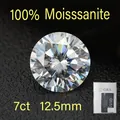 Close-up of a 7ct 12.5mm round brilliant cut moissanite gemstone with GRA certificate - 12.5mm (7ct) / D Color