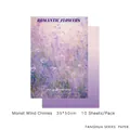Papel de envolver flores estilo pintura al óleo flores púrpuras Monet 10 unidades - Campanillas de Monet / Juego de 10 hojas