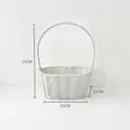 White woven wicker basket for floral arrangements shown with precise dimensions - L / White