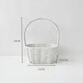 Elegant white woven rattan flower basket with handle showing 30cm height and 15cm width - S / White