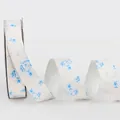Nastro bianco con stampa floreale blu e finitura opaca per pacchetti regalo e bouquet - 2.0cmX20Y / Blu