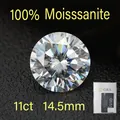Macro view of 11ct round brilliant cut Moissanite gemstone with GRA certificate - 14.5mm (11ct) / D Color