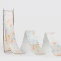 Nastro opaco con stampa floreale per regali, con delicati fiori blu e gialli su bianco. - 2.0cmX20Y / Giallo