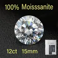 Macro detail of a 12ct 15mm round brilliant cut Moissanite with GRA certificate. - 15mm (12ct) / D Color