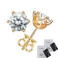 Σκουλαρίκια Moissanite 1ct D από ασήμι S925 με βιδωτό κούμπωμα και σχέδιο κορώνας - Στυλ Μοϊσανίτη Β / 1ct Χρώμα D (Βιδωτό) / Ροζ χρυσό