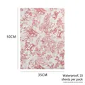 Papier d'emballage fleuri vintage européen, imperméable, 35x50cm, lot de 10 feuilles - Rétro Européen-Rouge Vin (Imperméable Petit)