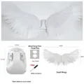 Small white electric angel wings kit with dimensions and screwdriver for flower bouquet decor - Electric Small Wings / 60x35cm Wings + Motor