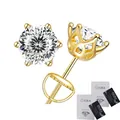 Σκουλαρίκια moissanite D 1ct από ασήμι S925 με σχέδιο κορώνας σε vintage στυλ - Στυλ Φωλιά Πουλιού Α / 1ct Χρώμα D (Βιδωτό) / Χρυσό