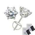 Vintage S925 ασήμι 1ct D χρώμα Moissanite σκουλαρίκια με βιδωτό κούμπωμα - Στυλ Μοϊσανίτη Α / 1ct Χρώμα D (Βιδωτό) / Ασημί