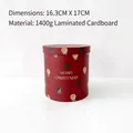 Elegant red round Christmas gift box featuring Merry Christmas text and festive tree patterns - 16.3cm*17cm / Red