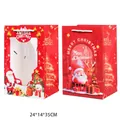 Bolsas de regalo de Navidad festivas con diseños de Papá Noel y renos 24x14x35cm - Rojo Grande Estilo A / Paquete de 10