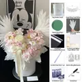 Kit completo fai da te per bouquet di fiori con ali elettriche e secchiello - White Small Material Kit